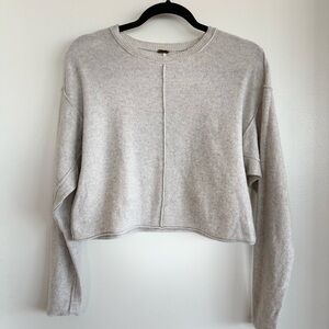 Free People Cashmere Cozy Light Gray Cropped Sweatshirt